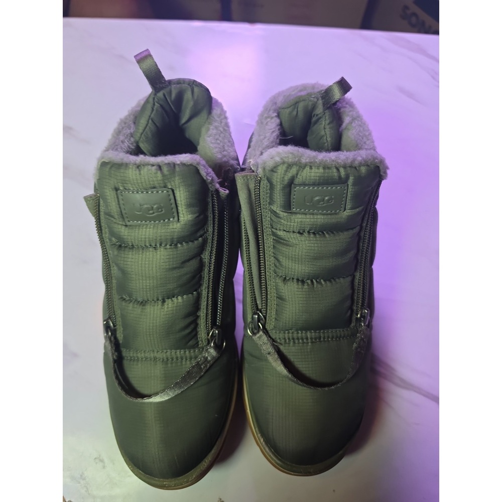 UGG Lakesider Zip Puff Waterproof Sneaker Boots, SEAWEED Color, Size 7.5